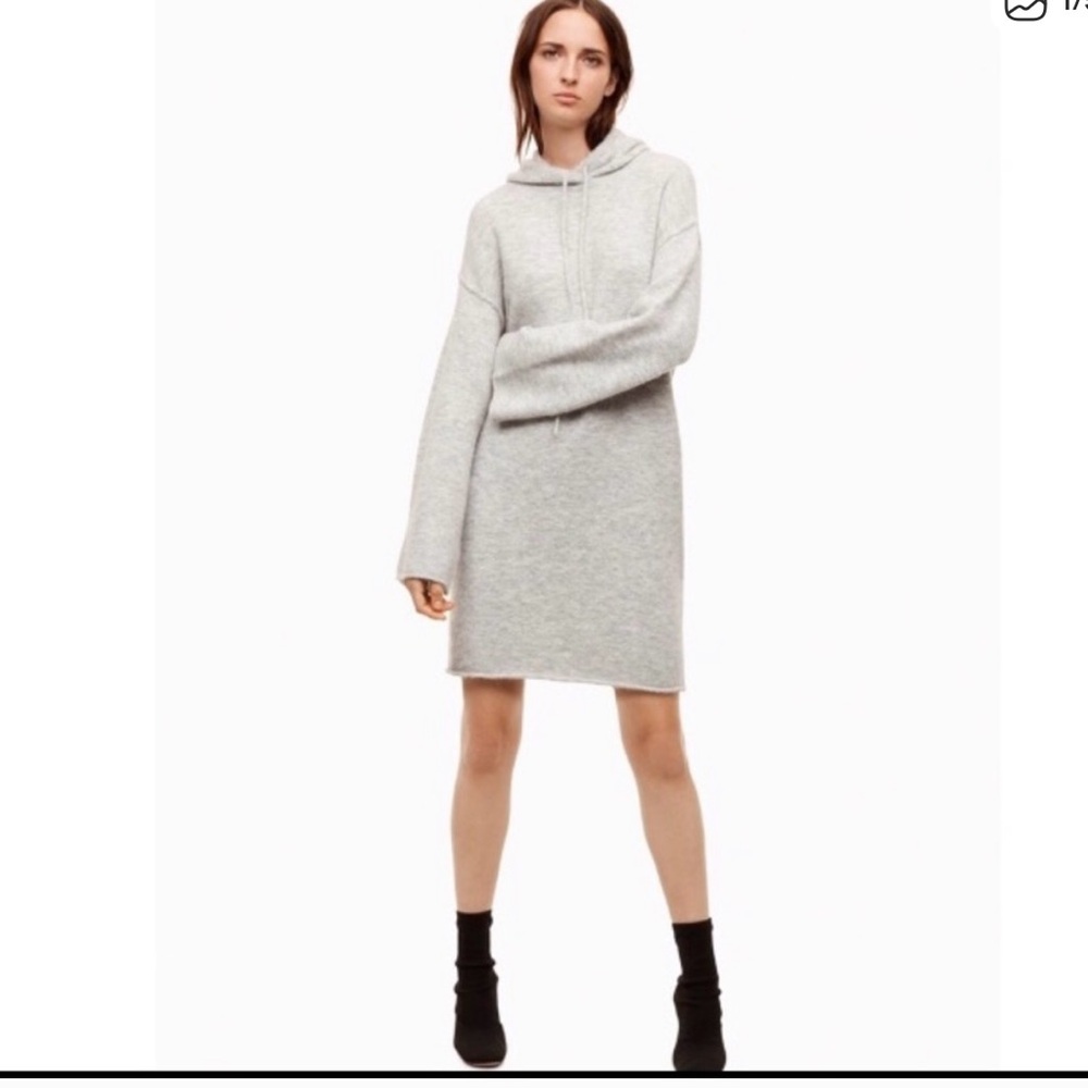 Aritzia Wilfred Italian Wool Hoodie Tunic Dress 
- Black